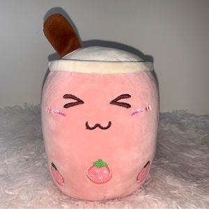 Pink Strawberry Bo Ba Milk Tea Cup Plushie Toy